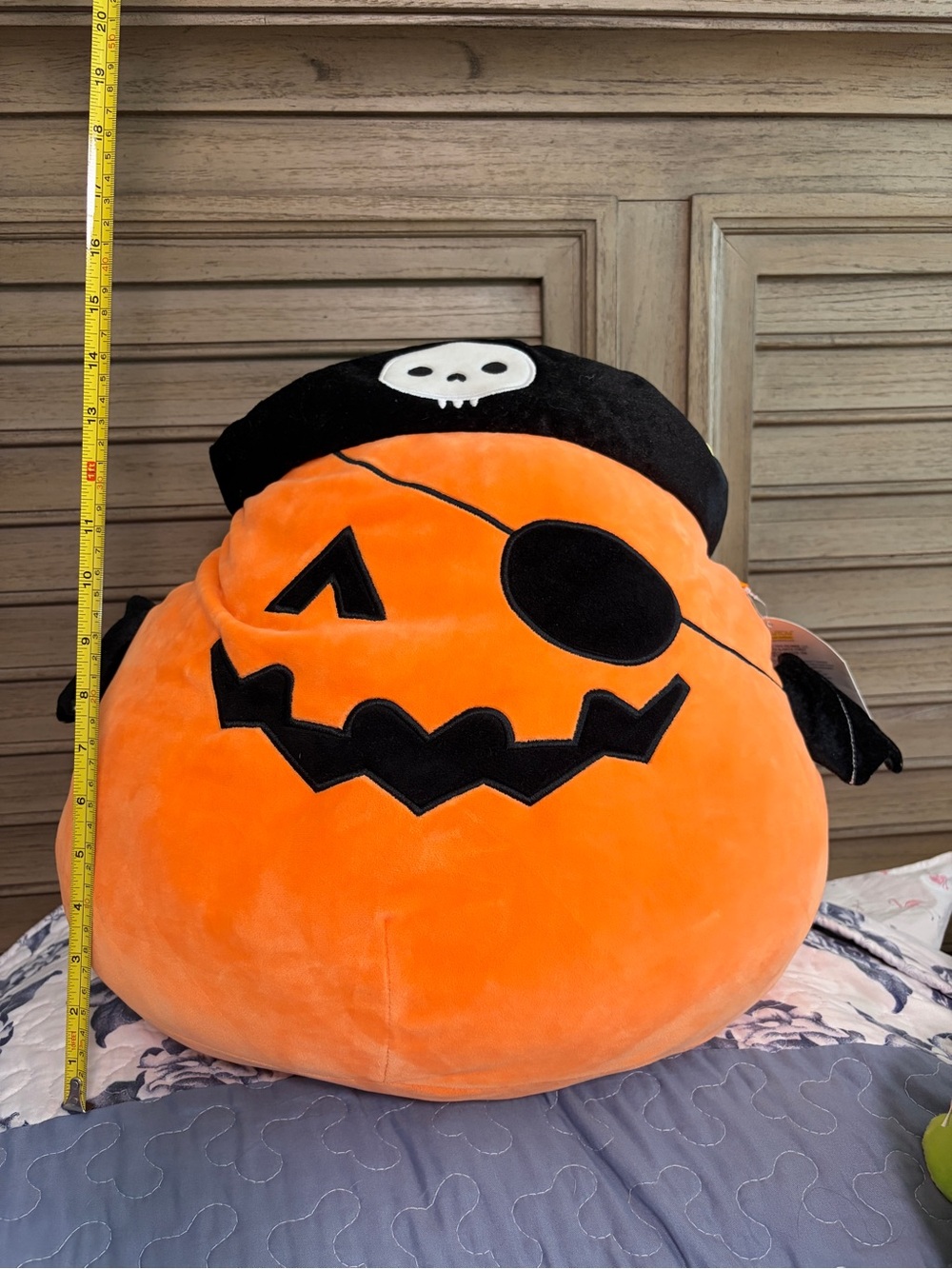 Squishmallows Pirate Pumpkin Plush in Bright Orange and Black